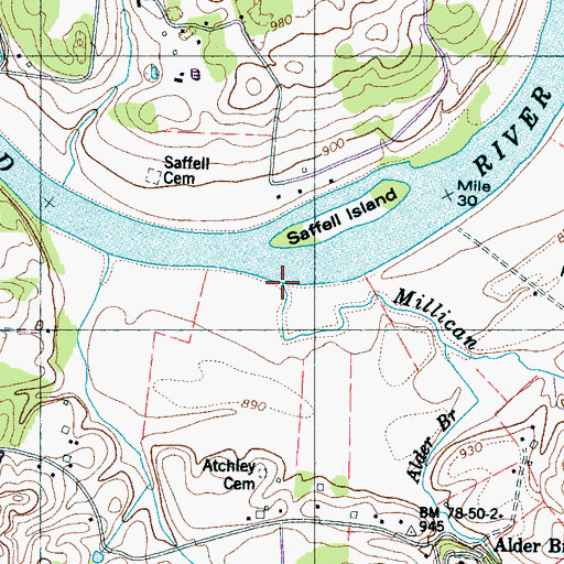 Topographic Map of Millican Creek, TN