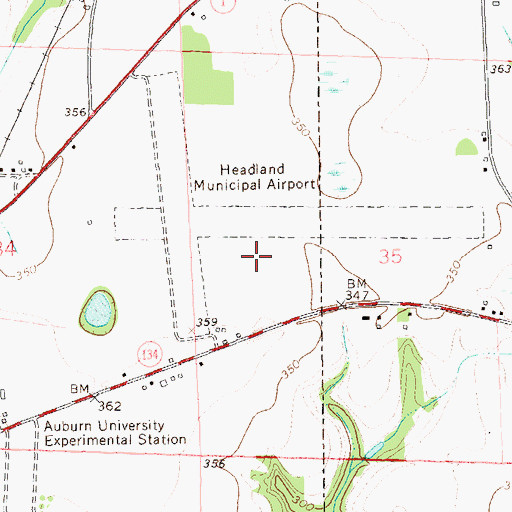 Topographic Map of Headland Municipal Airport, AL