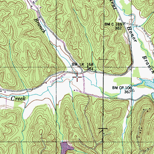 Topographic Map of Mills Branch, TN