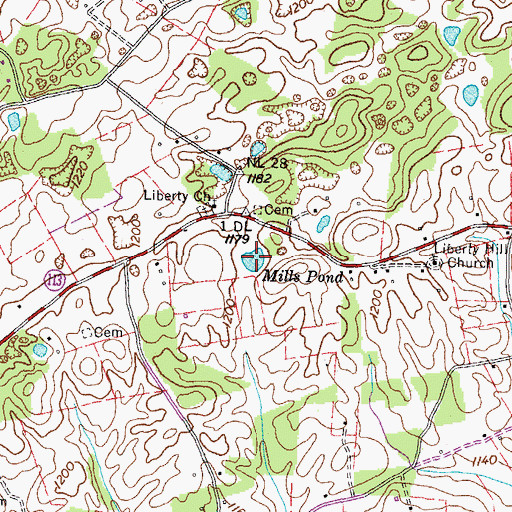Topographic Map of Mills Pond, TN