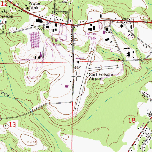 Topographic Map of Carl Folsom Airport, AL