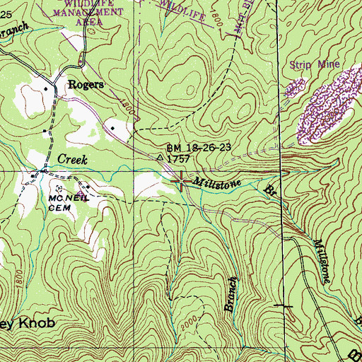Topographic Map of Millstone Branch, TN