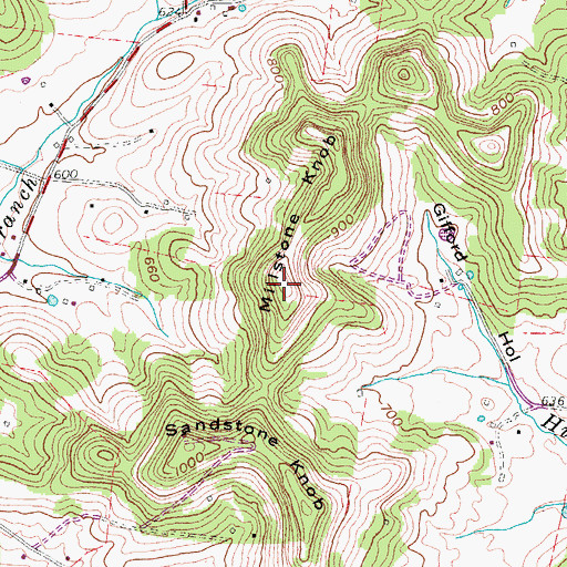 Topographic Map of Millstone Knob, TN