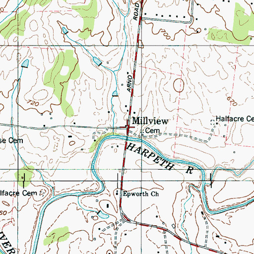 Topographic Map of Millview, TN