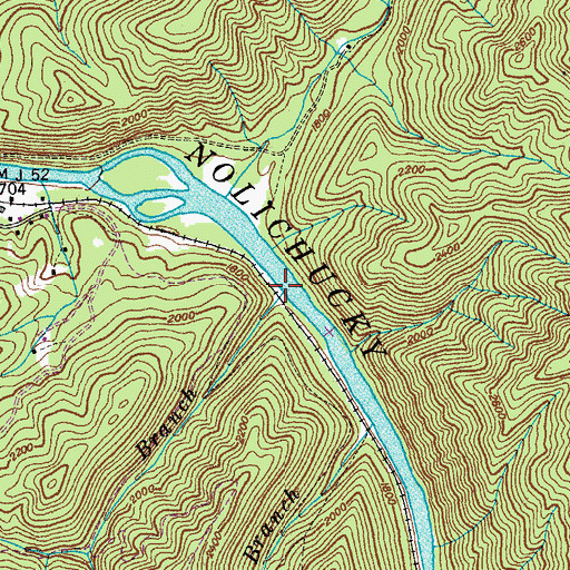 Topographic Map of Mine Branch, TN