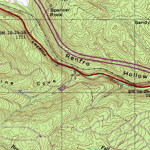 Topographic Map of Mine Cove, TN