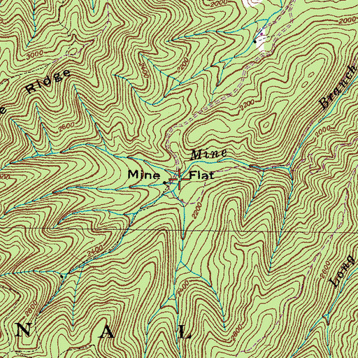 Topographic Map of Mine Flat, TN