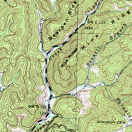 Topographic Map of Mine Ridge, TN