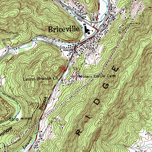 Topographic Map of Miners Circle Cemetery, TN