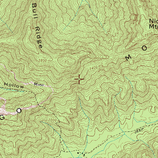 Topographic Map of Mingo Mountains, TN