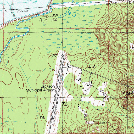 Topographic Map of Jackson Municipal Airport, AL