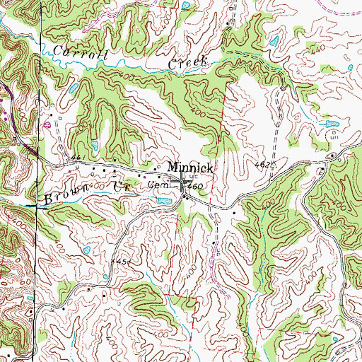 Topographic Map of Minnick, TN