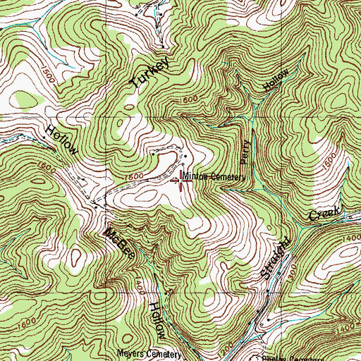 Topographic Map of Minton Cemetery, TN