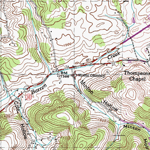Topographic Map of Minton Cemetery, TN