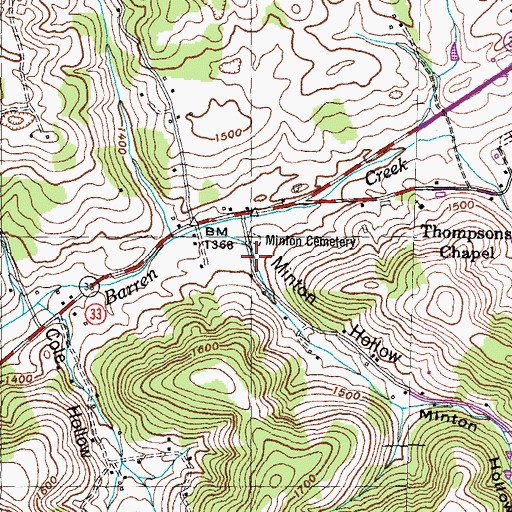 Topographic Map of Minton Hollow, TN