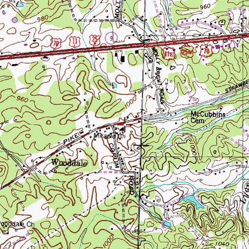 Topographic Map of Miracle Church, TN