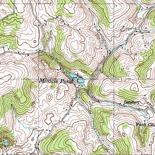 Topographic Map of Miracle Pond, TN