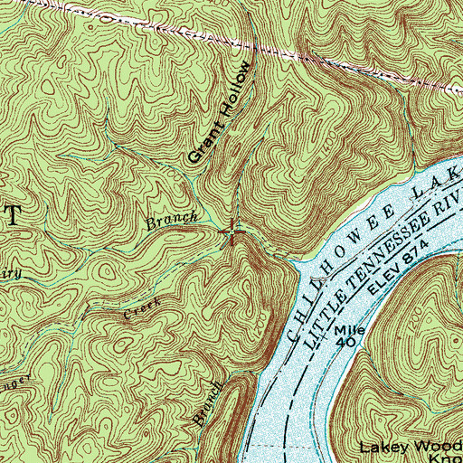 Topographic Map of Miry Branch, TN