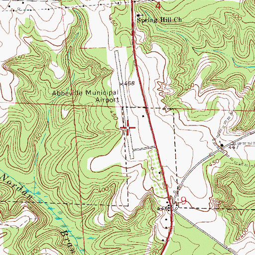 Topographic Map of Abbeville Municipal Airport, AL