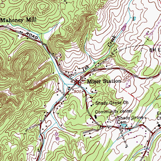 Topographic Map of Miser Station, TN