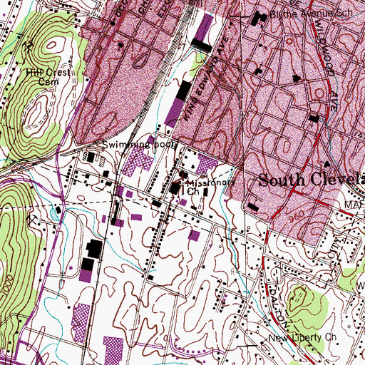 Topographic Map of Missionary Church, TN