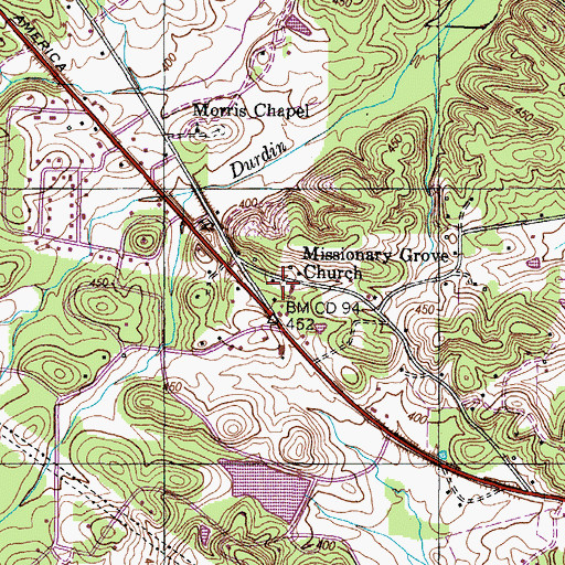 Topographic Map of Missionary Grove Baptist Church, TN