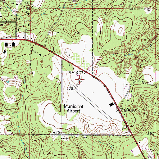 Topographic Map of Grove Hill Municipal Airport, AL