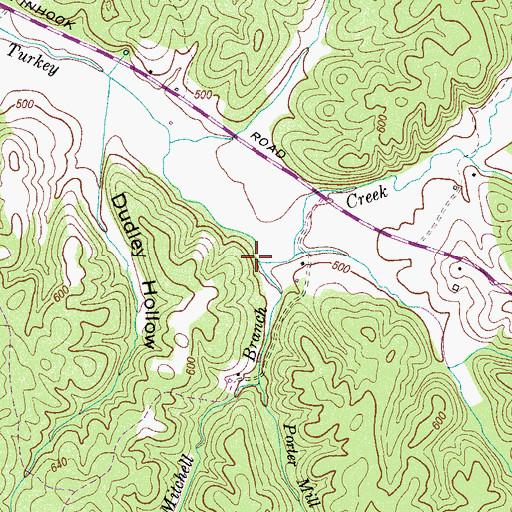 Topographic Map of Mitchell Branch, TN