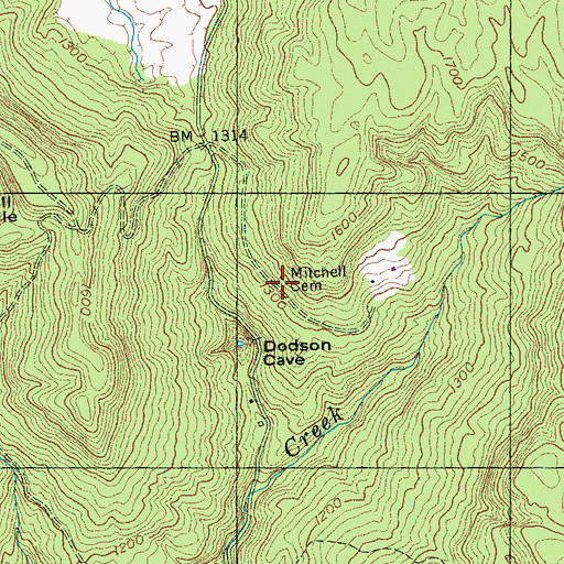 Topographic Map of Mitchell Cemetery, TN