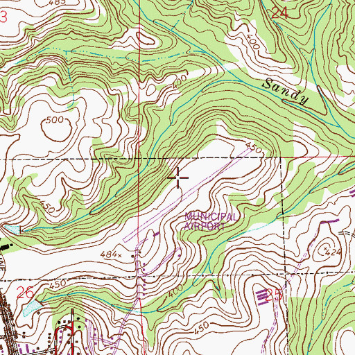 Topographic Map of Brundidge Municipal Airport (historical), AL