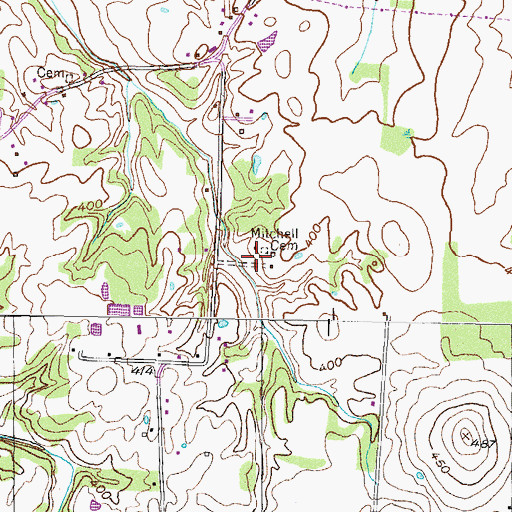 Topographic Map of Mitchell Cemetery, TN