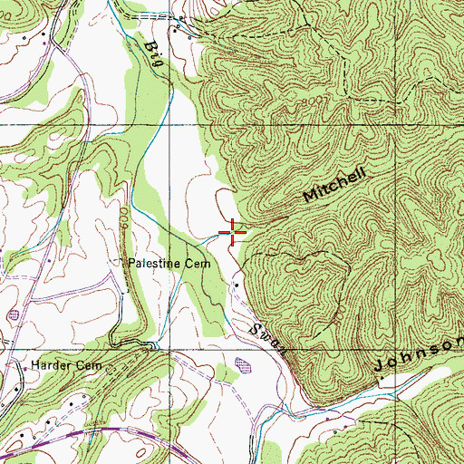 Topographic Map of Mitchell Hollow, TN