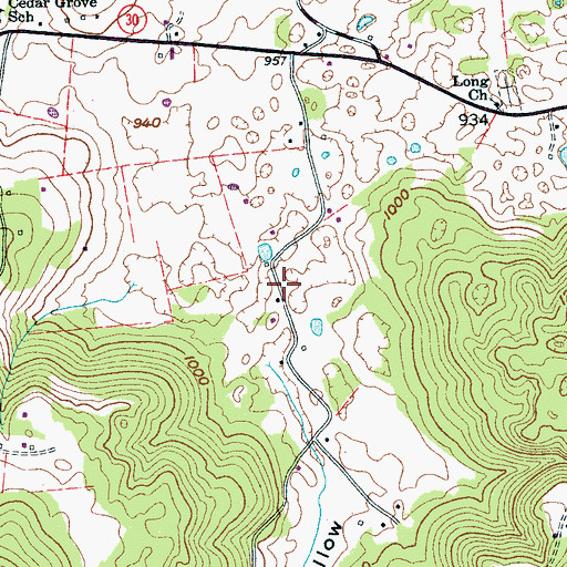 Topographic Map of Mitchell Hollow, TN