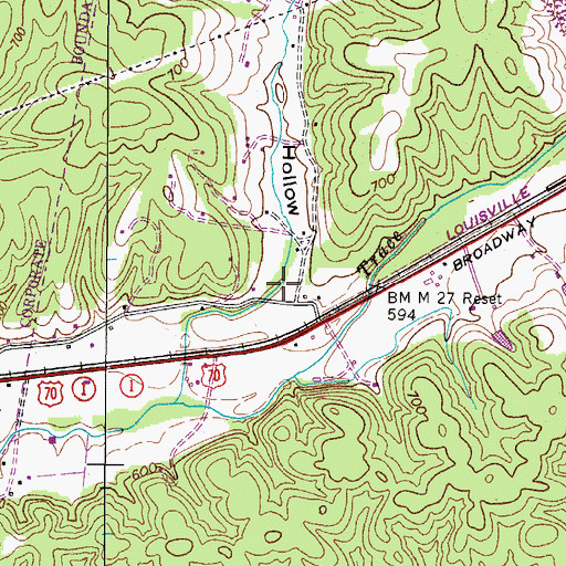 Topographic Map of Mitchell Hollow, TN