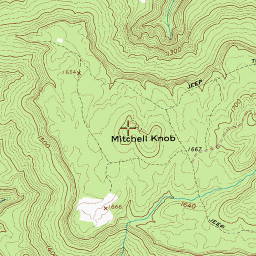 Topographic Map of Mitchell Knob, TN
