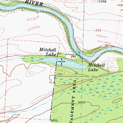Topographic Map of Mitchell Lake, TN