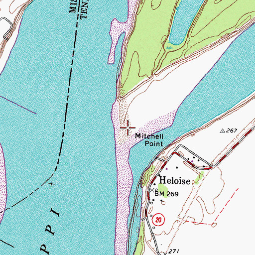 Topographic Map of Mitchell Point, TN