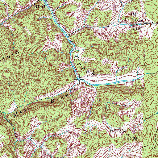 Topographic Map of Mize Branch, TN