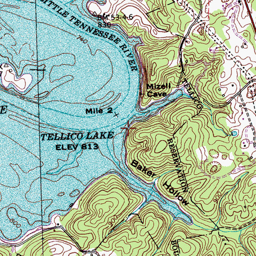 Topographic Map of Mizell Spring, TN
