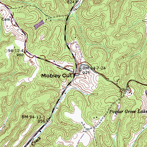 Topographic Map of Mobley Cut, TN