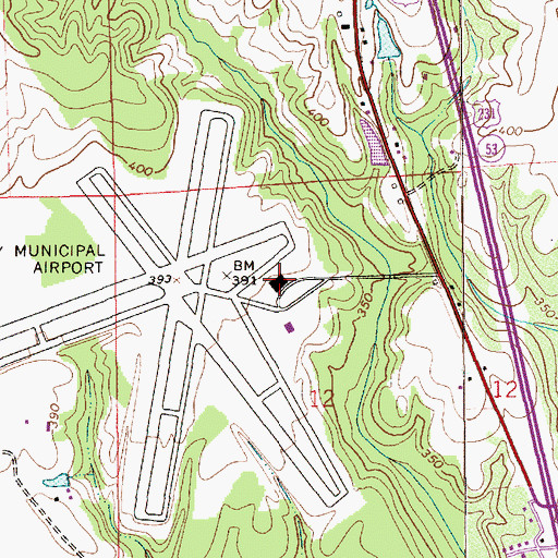 Topographic Map of Troy Municipal Airport at North Kenneth Campbell Field, AL