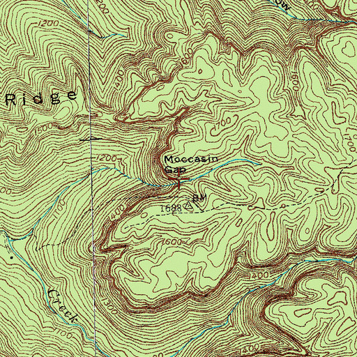 Topographic Map of Moccasin Gap, TN