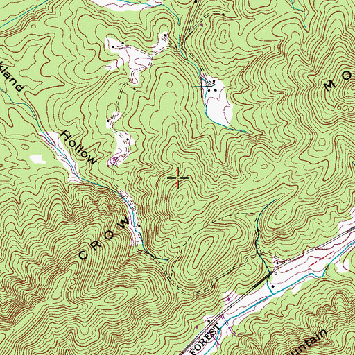 Topographic Map of Mocking Crow Mountain, TN