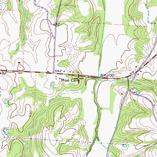 Topographic Map of Moe Cemetery, TN