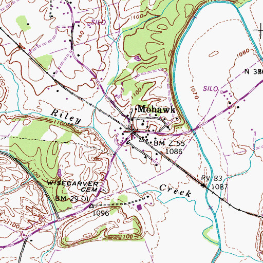 Topographic Map of Mohawk, TN