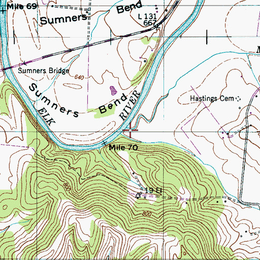 Topographic Map of Molino Creek, TN