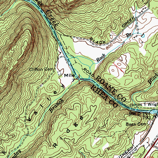 Topographic Map of Monday Branch, TN