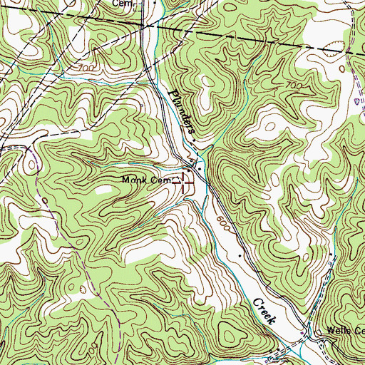 Topographic Map of Monk Cemetery, TN