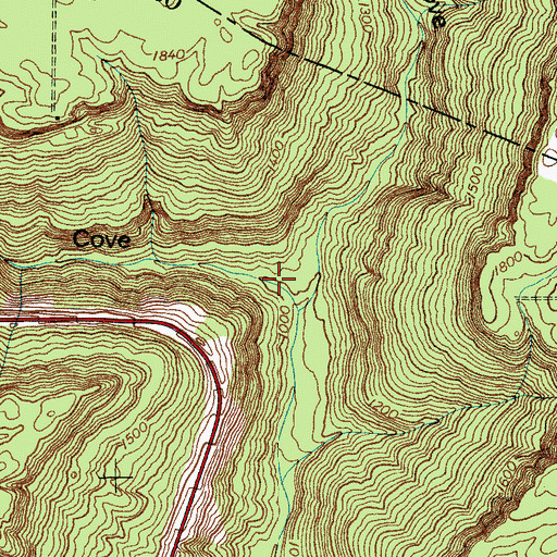 Topographic Map of Monteagle Cove, TN