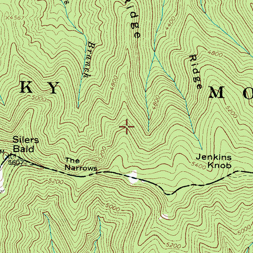 Topographic Map of Monteith Ridge, TN